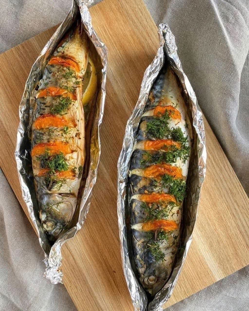 Ароматная скумбрия в духовке