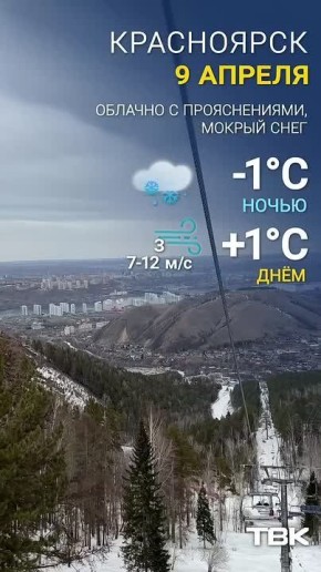 Погода на 9 апреля. Ночью -1