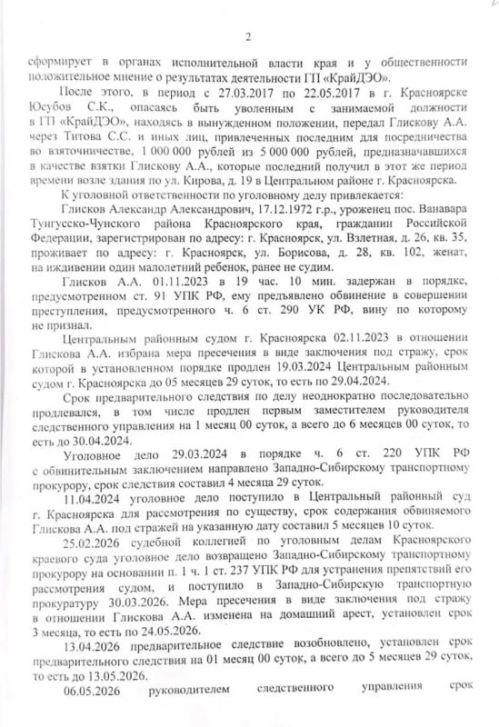 Следствие просит продлить Александру Глискову домашний арест Следствие просит продлить Александру Глискову домашний арест