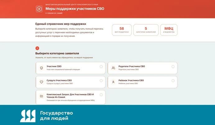 Для повышения доступности и удобства получения мер социальной поддержки участниками специальной военной операции и их близкими на официальном сайте Многофункционального центра Красноярского края ( Для повышения доступности и удобства получения мер социальной поддержки участниками специальной военной операции и их близкими на официальном сайте Многофункционального центра Красноярского края (