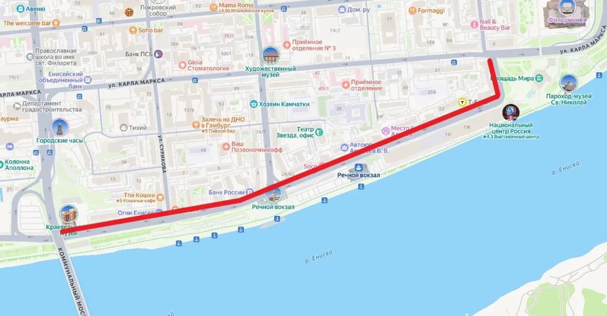 Левые повороты запретят на улице Дубровинского в Красноярске