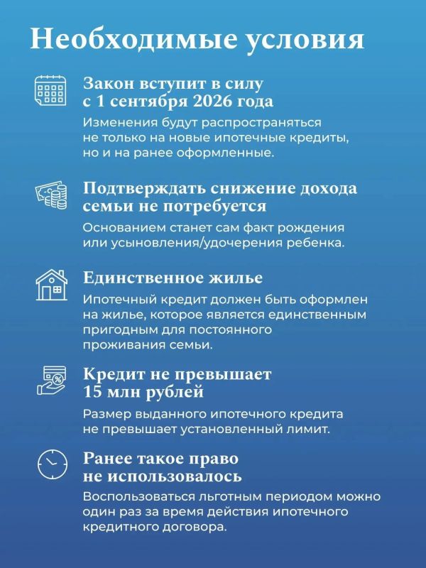 Семьи с детьми теперь могут оформить ипотечные каникулы на 1,5 года Семьи с детьми теперь могут оформить ипотечные каникулы на 1,5 года