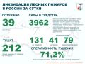 За прошедшие сутки в России потушено 39 лесных пожаров в 9 регионах