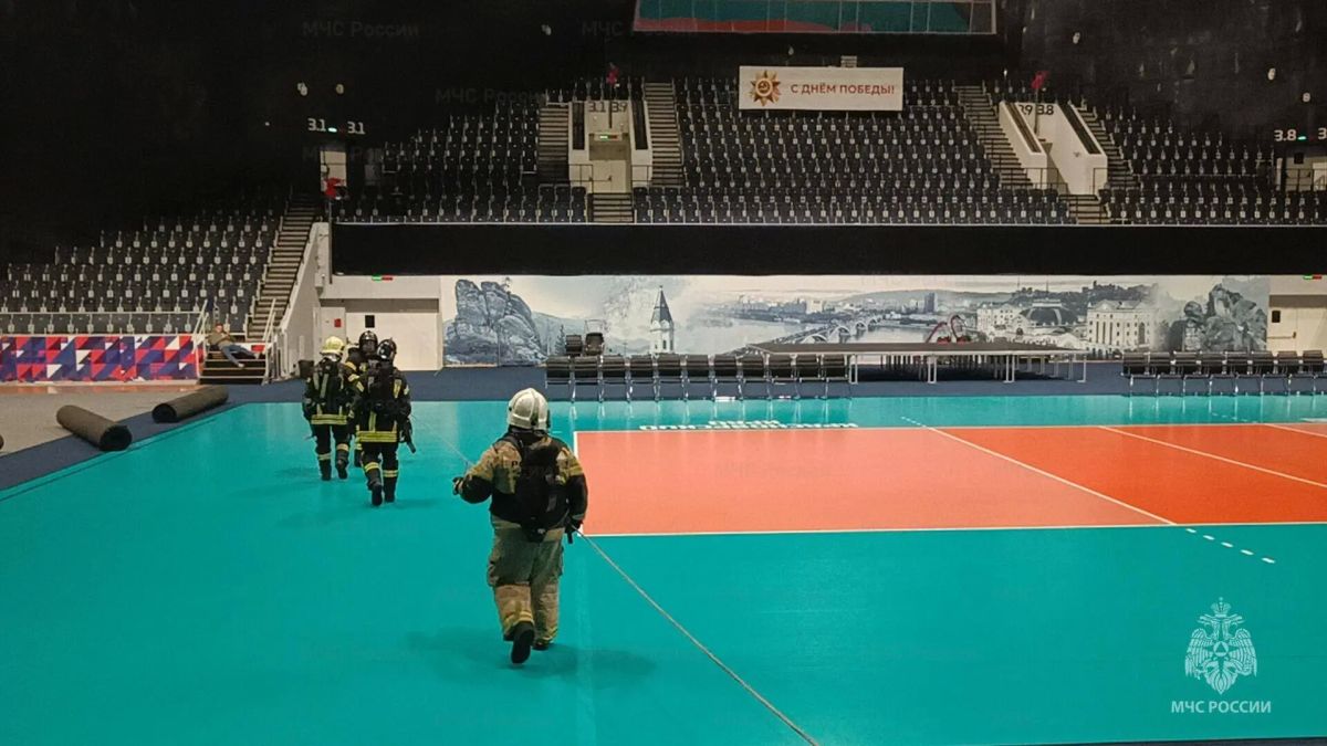 Во Дворце спорта имени Ивана Ярыгина прошло пожарно-тактическое учение