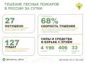 За прошедшие сутки в 14 регионах России потушили 27 лесных пожаров