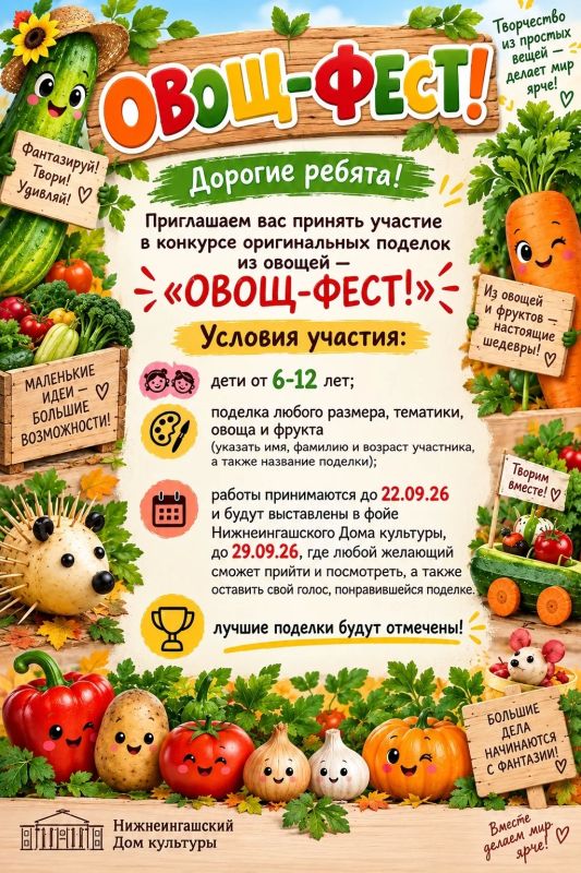 Оживи дары осени. Пришло время превратить обычный урожай в настоящее произведение искусства! Конкурс ждёт самых смелых, творческих и находчивых