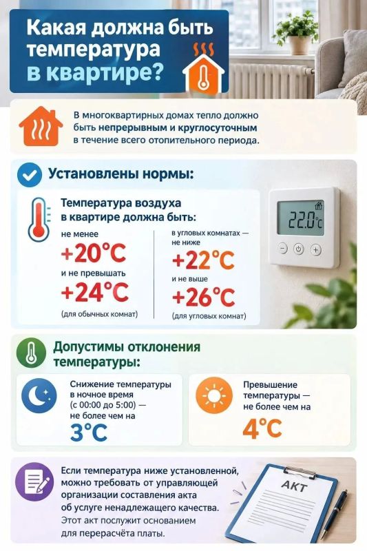 Специалисты службы строительного надзора и жилищного контроля Красноярского края напомнили, какая должна быть погода в доме и что делать, если в квартире слишком холодно